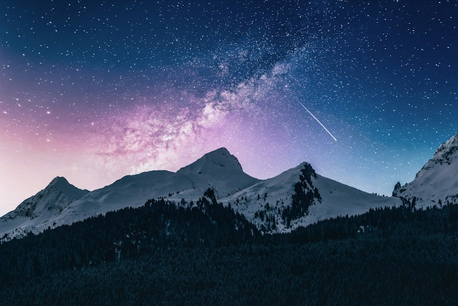 黑夜的星空与流星雨